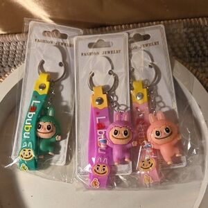 Labubu Green, Pink, and Orange Back Pack Pals Hang Tags